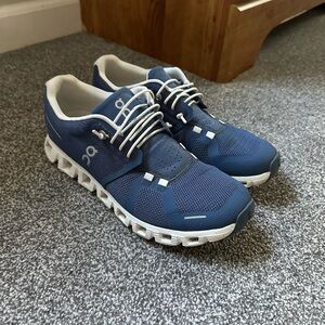 On Running Navy and White Athletic Shoes